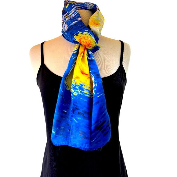 Artist Museum Collection Scarf Van Gogh Starry Skies Art Present Gift - Picture 6 of 9